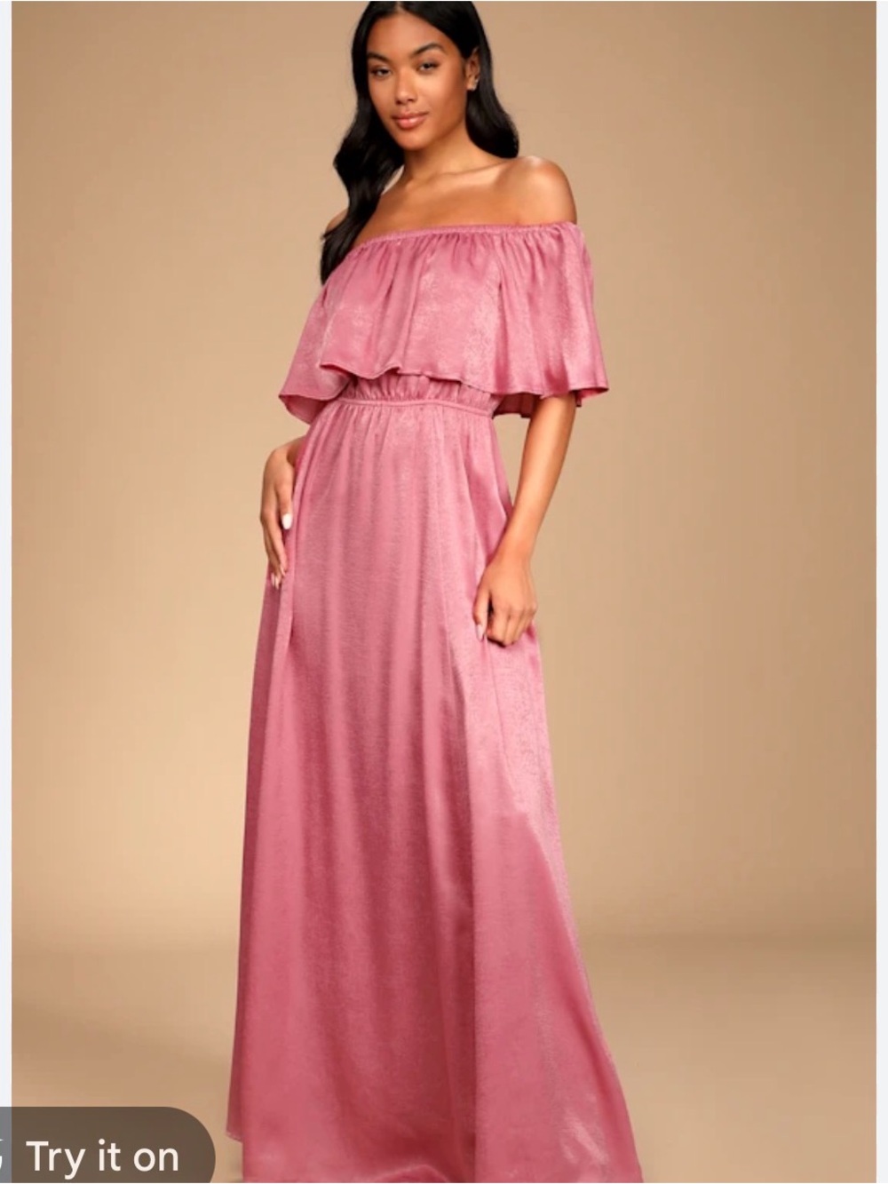 Lulus Romantic Thinking Pink Satin Off The Shoulder Maxi Dress | S